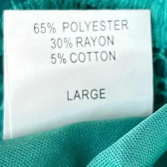 Judith March Size Large Tassel Dress Knee Length Lace Teal Sleeveless Party Boho - Picture 12 of 12